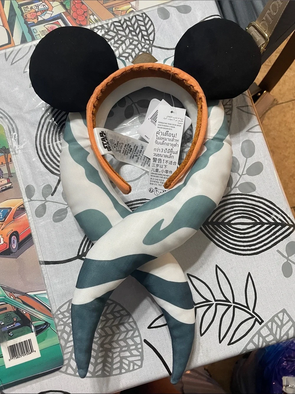 Disney Plush Ear Headband with Gold Crown — Teal & Black